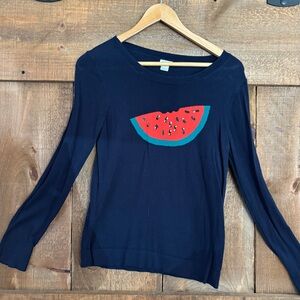 J. Crew Navy Blouse with Watermelon Design